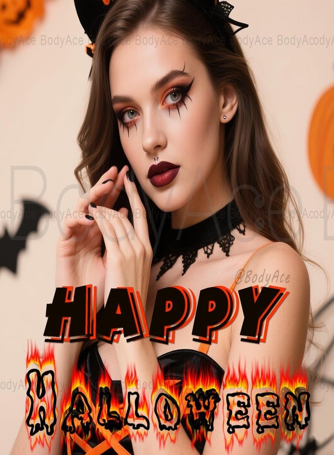 BodyAce 16G Flat Back Earrings Halloween Lip Rings Black Gothic Labret Stud Cartilage Helix Earring Pumpkin Lip Studs Ghost Skull Tragus Piercing Halloween Jewelry [A:8mm] - Image 3